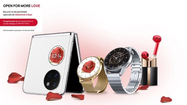 <b>Huawei oferă extra reduceri de 10% cu ocazia Valentine's Day; Promoţii pentru zeci de produse, discount 600 lei la P50 Pro, P50 Pocket</b>Huawei continuă campania de reduceri cu ocazia Valentine's Day, plusând şi cu extra reduceri de 10% pentru produsele sale. Mai jos aflaţi cum obţineţi şi discount la Huawei P50 Pro şi P50 Pocket, unul de 600 lei şi alte oferte speciale

