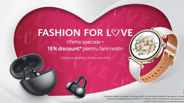 <b>Huawei oferă 15% reducere de Ziua Îndrăgostiţilor la o serie de produse atractive + pachete speciale de produse</b>În mai puţin de o săptămână vine Valentine's Day, sau mai pe româneşte Ziua Îndrăgostiţilor şi mulţi retaileri şi producători de dispozitive au pregătit oferte speciale. Huawei se numără printre ei şi propune 15% reducere la o selecţie