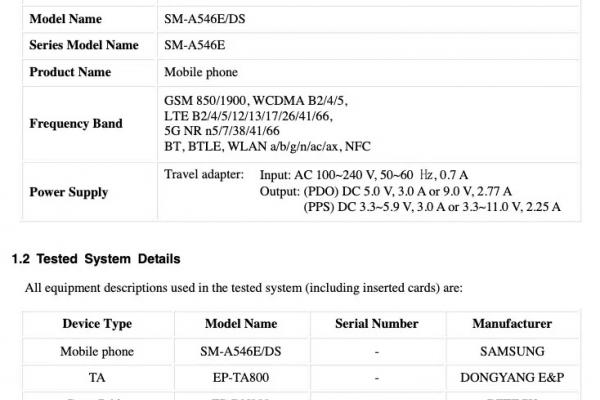 Certificări Samsung Galaxy A54 5G (Leak)