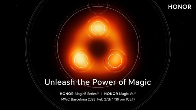 <b>Ce aduce Honor la MWC 2023? Pe 27 februarie debutează seria Magic 5, lansează pliabilul Magic Vs la nivel global</b>Honor a confirmat deja de ceva vreme cu teasere prezența la MWC 2023, dar azi ne ne aduce teasere şi pentru produsele ce vor fi lansate în Barcelona luna viitoare. Teaserele sunt completate şi de scăpări de la alte surse. Honor va ţine 