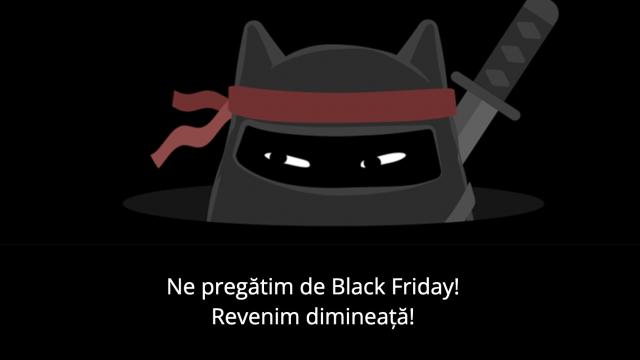 <b>Pregătirile de Black Friday sunt în toi pe eMAG, unde pisica neagră își ascute ghearele în noapte pentru vânătoarea reducerilor!</b>Un simbol al campaniei de Black Friday pe eMAG este și pisica neagră pe care o vedem la posturi în noaptea de dinaintea ofertelor, gata să dea startul cumpărăturilor. Se fac pregătiri în fundal, iar pentru a doua noapte la rând celebra pisicuță 