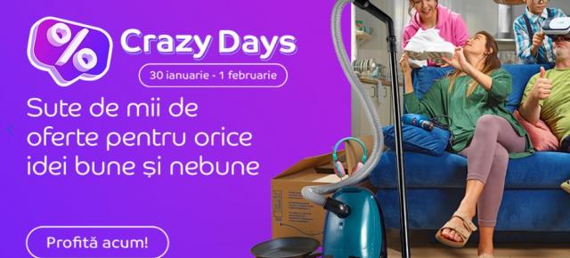 eMAG dă startul reducerilor Crazy Days în perioada 30 ianuarie - 1 februarie! Iată ce oferte speciale aduce retailerul