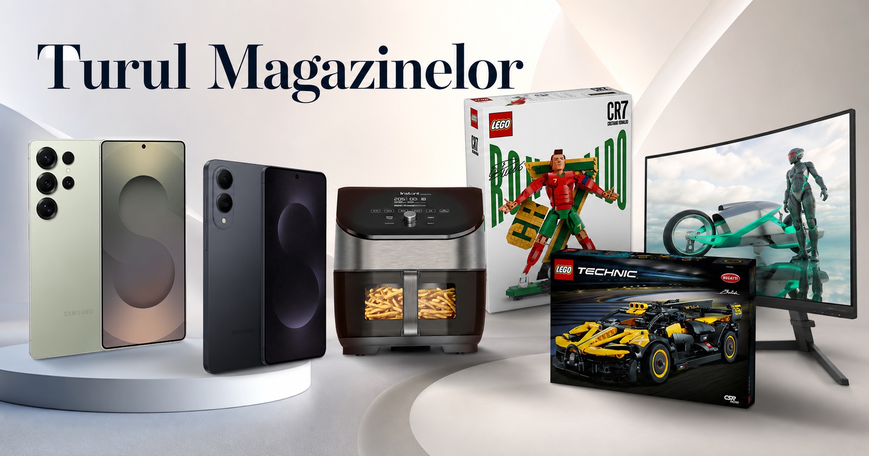 Turul Magazinelor #1625: Monitor MARE, de 31 inch, LEGO cu Messi și Cristiano și reducere la Galaxy S25 FE