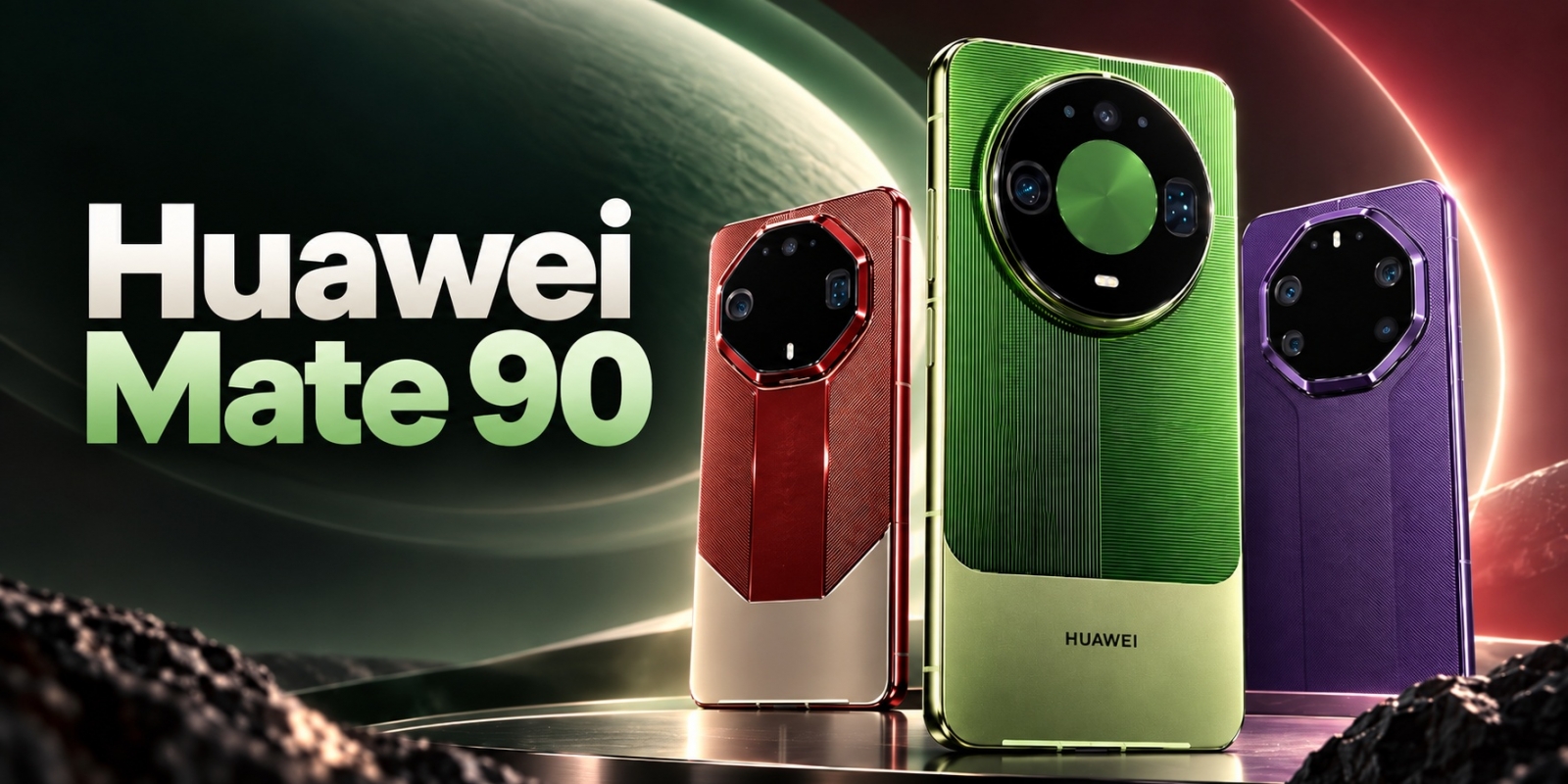 Huawei Mate 90 apare în randări și fotografii reale: spate verde texturat și modul foto XMAGE circular