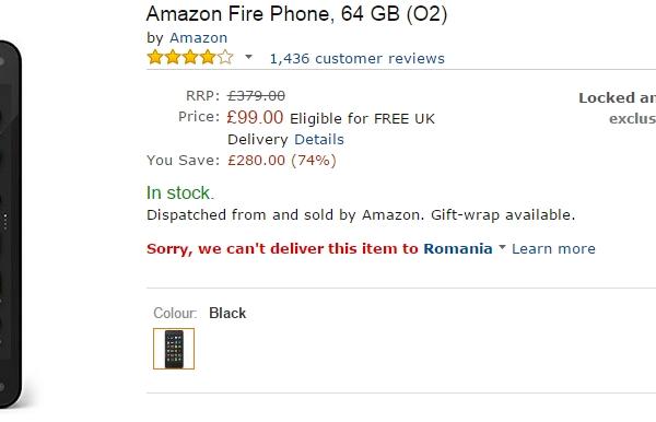 Amazon Fire Phone primește o reducere de 74% în UK; costă doar 620 lei acum