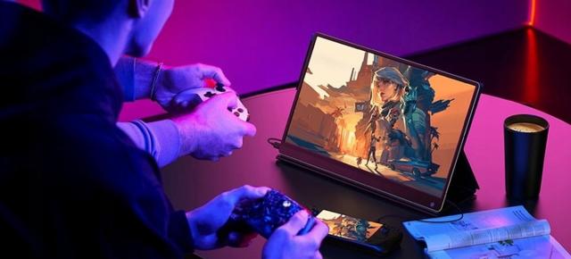 E LUNI e AMAZON: monitor portabil MOMODS 15,6", IPS FHD 1080P, HDR, cu USB-C și mini HDMI pentru laptop, Mac, PS5, Xbox