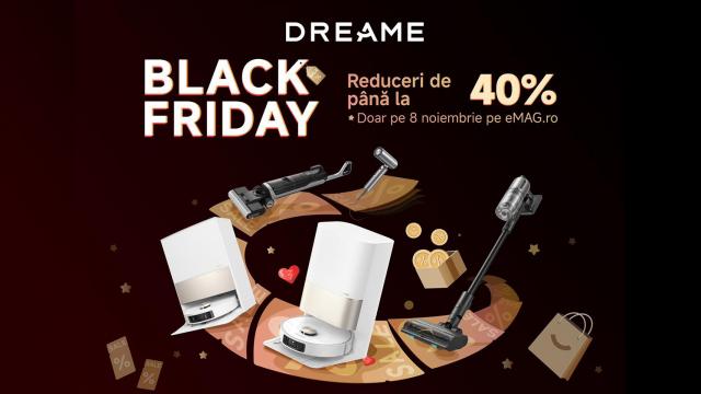 <b>Produsele Dreame primesc până la 40% discount de Black Friday la eMAG; Ce aspirator alegem?</b>Treptat produsele din oferta eMAG de Black Friday sunt dezvăluite. Retailerul a prezentat deja o parte din articolele vedetă ce vor avea parte de discount generos, dar iată că apar teasere și din partea producătorilor. Dreame ne informează că produsele