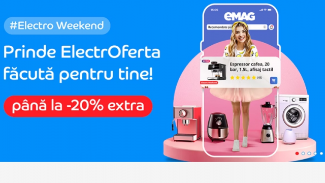 <b>eMAG Electro Weekend ediția de toamnă aduce extra reduceri de până la 20%; Ce îți poți cumpăra?</b>Finalul de lună septembrie ne lovește cu un val de frig și simțim cum toamna își intră în drepturi, iar sezonul rece mă duce pe mine unul cu gândul la reduceri și Black Friday. Până la început de noiembrie când are loc marele evenimente 