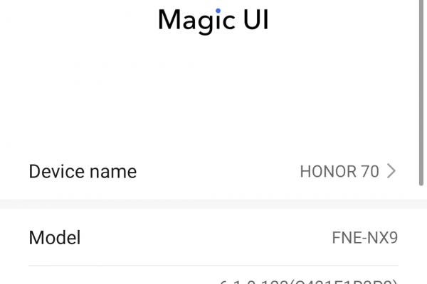 Screenshots interfață grafică Honor 70