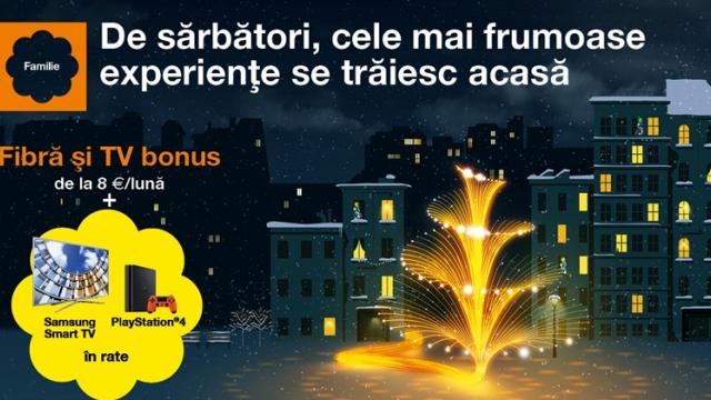 <b>Oferta Orange de Crăciun: televiziune prin cablu gratuită, preţuri speciale pentru televizoare Samsung şi console PlayStation 4</b>Aflăm astăzi ce ne-a pregătit operatorul Orange România pentru aceste sărbători, o perioadă în care toți comercianții se întrec în tot soiul de oferte speciale. Ei bine, dacă plănuiți să vă portați sau să vă prelungiți abonamentul la Orange