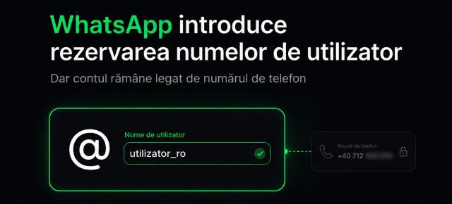 WhatsApp introduce rezervarea numelor de utilizator, dar contul rămâne legat de numărul de telefon