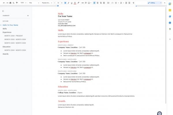 Google Docs - Pageless web