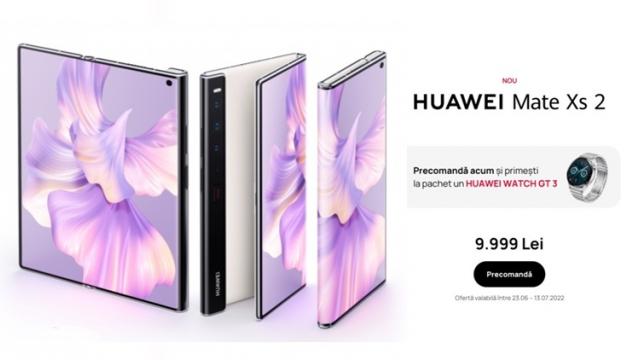 <b>Huawei Mate Xs 2 a sosit în România; Cât costă pliabilul şi ce beneficii, bonusuri aduce?</b>Huawei a prezentat la Istanbul pe 23 iunie 2022 telefonul pliabil Huawei Mate Xs 2. El aduce suport pentru stylus, formatul clasic Mate X şi un upgrade la nivel de materiale folosite pentru design. Acum aflăm că a sosit în România, îi descoperim
