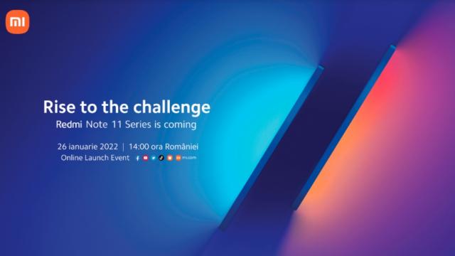 <b>Seria de telefoane Redmi Note 11 debutează azi global și poți urmări evenimentul live, de la ora 14:00 (ora României)</b>Această zi de 26 ianuarie 2022 stă sub semnul lansării globale a seriei de telefoane Redmi Note 11. În acest sens avem programat un eveniment de presă care va fi transmis live începând cu ora 14:00 (ora României) și disponibil spre vizionare
