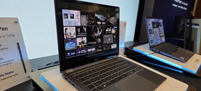 MSI Prestige 14 Flip AI+ are 11,9 mm, OLED și stylus; laptopul de business care se transformă în tabletă