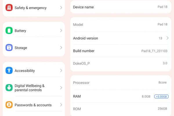 Blackview Oscal Pad 18 - OS, UI & APPS