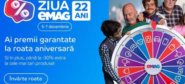 De Ziua eMAG câștigi vouchere garantate pentru extra reduceri și ai oferte speciale în perioada 5-7 decembrie 