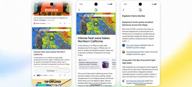 Rezumate AI și în Google Discover!? Google testează „Dive deeper”, funcția care extinde știrile folosind rezumate AI