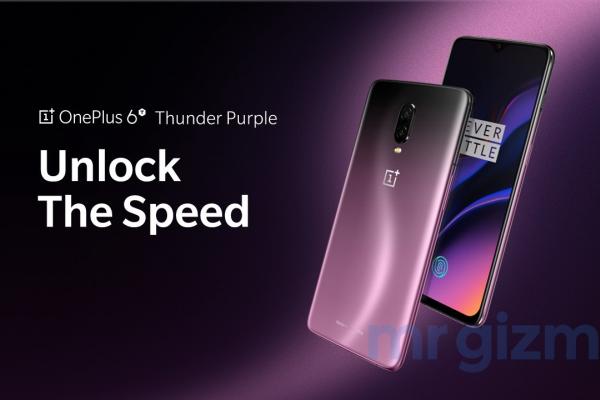 OnePlus 6T de culoare mov