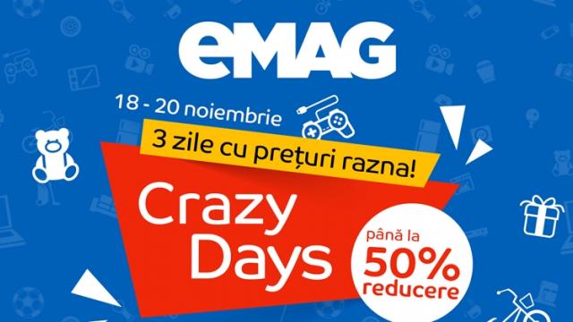 <b>eMAG continuă reducerile încă 3 zile odată cu startul campaniei Crazy Days; încă mai găsim oferte atractive</b>Retailerul eMAG ține ca în fiecare an să organizeze campania de Black Friday preț de numai o zi, lucru ce s-a întâmplat și ieri pe 17 noiembrie. În vreme ce alți comercianți se folosesc de această denumire de nenumărate ori de-a lungul