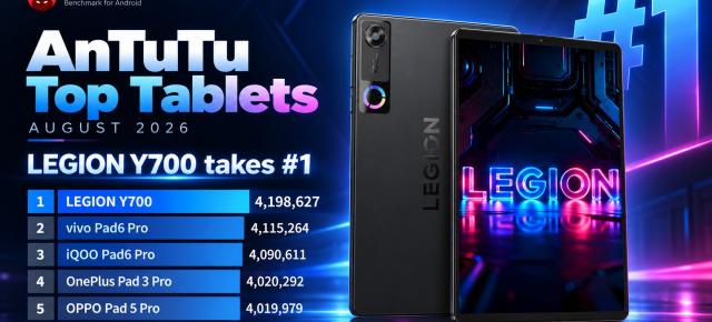 Top 10 tablete AnTuTu în august 2026: Lenovo urcă pe 1, Snapdragon ocupă 9 poziții