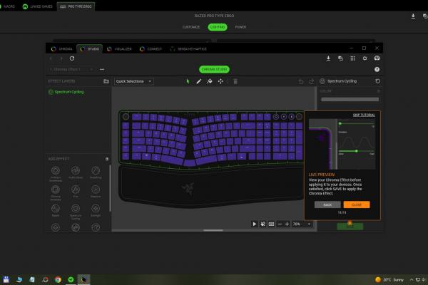 RAZER PRO Type ERGO - Aplicație