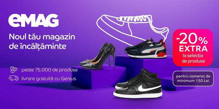<b>Eşti sneakerhead? eMAG a lansat Sneakers & Shoes Shop, magazin online cu peste 75.000 modele de pantofi</b>Pe vremea mea colecţionarii şi pasionaţii de încălţăminte nu aveau nume, dar acum le spune "Sneakerheads". Pentru aceştia eMAG a lansat un magazin dedicat, un "shop in shop", axat pe articole de încălţăminte. Nu mai puţin de