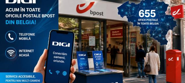 Succes pentru DIGI în Belgia: operatorul român va vinde abonamente de telefonie și internet în întreaga rețea poștală Bpost