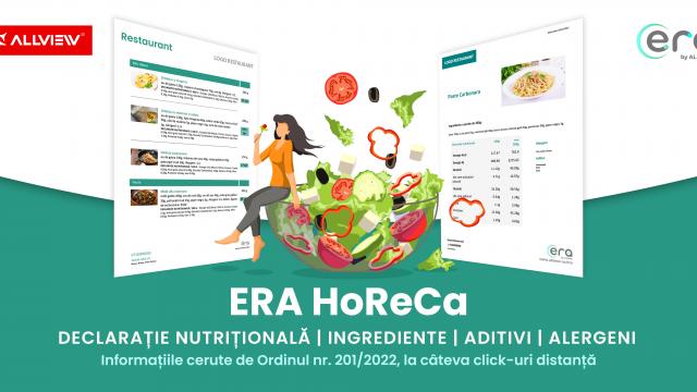 <b>Allview lansează aplicația Era HoReCa ce oferă informații detaliate despre nuntrienți, ingrediente pentru fiecare rețetă utilizată de restaurante</b>Deși nu mai lansează smartphone-uri, Allview continuă să activeze pe această piață lansând iată aplicații. Este și cazul ERA HoReCa - o aplicație care după cum și numele sugerează, are de-a face cu domeniul HoReCa și cu restaurantele