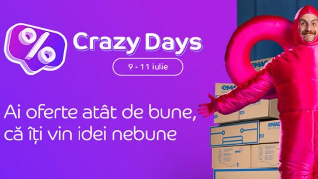 <b>Reduceri Nebune pe eMAG! Iată ce oferte speciale avem în campania Crazy Days (9-11 iulie)</b>În plină vară reducerile se țin lanț, iar eMAG ne propune astăzi o nouă campanie promoțională sub deviza Crazy Days. Avem așadar reduceri nebune la mii de produse, în perioada 9-11 iulie. Cred că la mare căutare în acest sezon sunt 