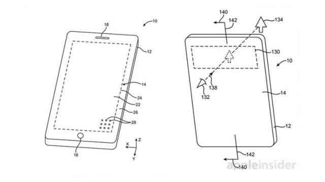 <b>Apple primeşte un nou brevet pentru iPhone, cu un ecran ce ocupă toată zona frontală, ferestre HUD incluse</b>Cei de la Apple au primit de curând un nou brevet, de această dată fiind vorba despre o aplicație ce ne dezvăluie un iPhone al viitorului cu un ecran ce ocupă întreaga zonă frontală a dispozitivului. Se menționează totodată în brevet și faptul că avem