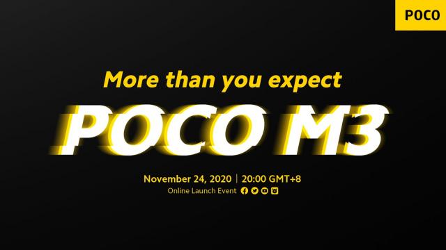 <b>POCO M3 se lansează oficial pe 24 noiembrie, cu sloganul "More Than You Expect"; Ce ştim despre telefon?</b>Xiaomi continuă să pregătească lansări de telefoane din seria POCO, de această dată cu un POCO M3 gata de lansare. Debutul are loc marţi, pe 24 noiembrie, de la ora 14:00. Va fi un eveniment global care