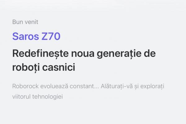 Roborock Saros Z70 - Aplicație