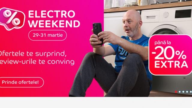 <b>Ultimul weekend din luna martie vine cu extra reduceri la eMAG! Iată ce promoții avem în campania Electro Weekend (29-31 martie)</b>Este ultimul weekend din luna martie și cum vremea de afară nu este tocmai plăcută pentru plimbare, vom sta mai mult prin casă, privind filme sau serialul favorit. Rămâne și opțiunea shopping online, iar pentru cei care au în plan fix 