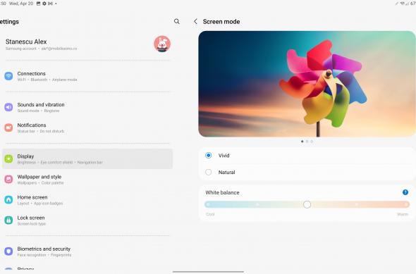 Luminozitate display Samsung Galaxy Tab S8 Ultra 5G: Screenshot_20220420-235056_Settings.jpg