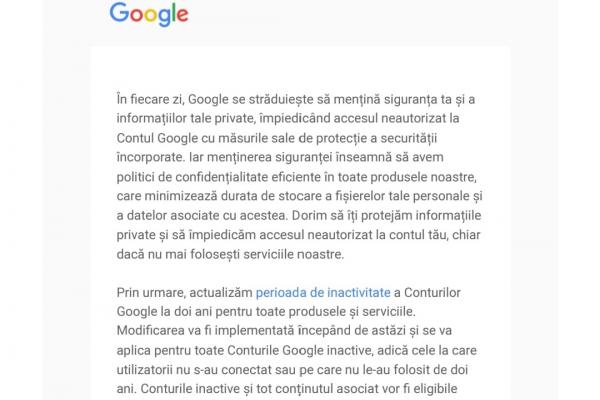 Google - ștergerea conturilor inactive