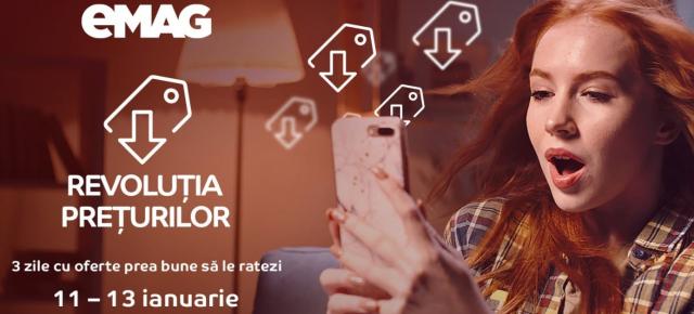 Mâine începe Revoluţia Preţurilor la eMAG: 3 zile de oferte atractive şi beneficii Genius