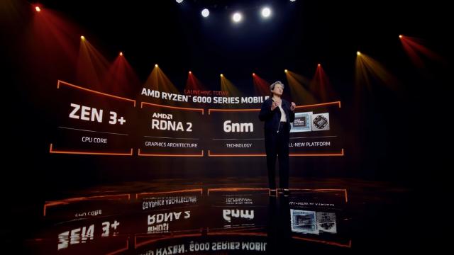<b>CES 2022: AMD anunță noua generație de CPU-uri bazată pe arhitectură Zen 3+, cu grafică RDNA2; Debutează și placa video entry-level Radeon 6500 XT</b>AMD a lansat astăzi o nouă generație de procesoare mobile, din seria Ryzen 6000. Acestea sunt bazate pe arhitectură Zen 3+, vin cu grafică integrată RDNA2 și vor fi prezente pe multe notebook-uri din acest an, fie că vorbim despre modele de gaming