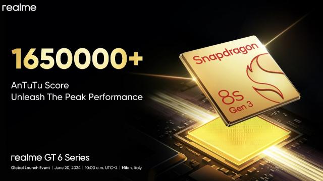 <b>realme GT 6 are procesorul Snapdragon 8s Gen 3 confirmat; Așteptăm şi căștile Buds Air 6 Pro</b>realme oferă astăzi încă un teaser pentru viitorul său flagship killer, realme GT 6. Aflăm că acesta va include un procesor Qualcomm Snapdragon 8s Gen 3 şi că va sosi pe 20 iunie 2024. Tot atunci vine şi o pereche nouă de căşti