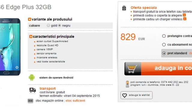 <b>Samsung Galaxy S6 Edge+ este disponibil la pre-comandă prin Orange România; iată prețurile</b>La doar c&acirc;teva ore de la anunțul lui Samsung Galaxy S6 Edge+, operatorul rom&acirc;n Orange a și listat noul device la pre-comandă. Acest model va costa 829 euro fără abonament, aproximativ 3.653 lei, o sumă deloc rea țin&acirc;nd cont de...