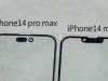 Protecții pentru display-urile seriei iPhone 14 apar fotografiate, cu cele două orificii în ecran destul de generoase