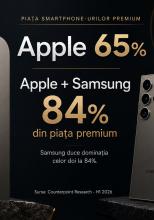 Apple ia 65% din piața telefoanelor premium; Samsung duce dominația celor doi la 84%