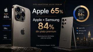 Apple ia 65% din piața telefoanelor premium; Samsung duce dominația celor doi la 84%