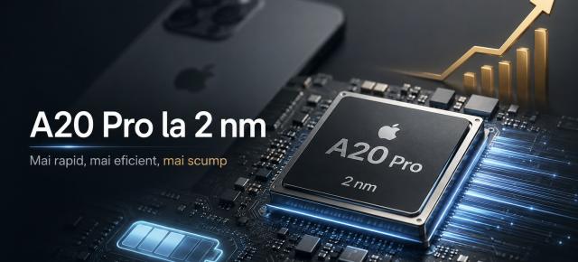 Apple trece la 2 nm cu A20 Pro: consum mai mic, performanță mai mare și un cip mult mai scump