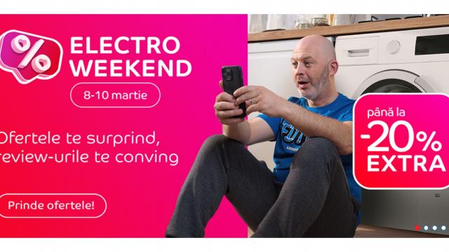 <b>Primăvara vine cu EXTRA REDUCERI pe eMAG! Promoții cu până la 20% extra în campania Electro Weekend (8-10 martie) </b>​În perioada 8-10 martie 2025, eMAG organizează o nouă campanie din seria Electro Weekend, oferind reduceri semnificative la o gamă variată de produse electronice și electrocasnice. Știți deja cum funcționează această campanie
