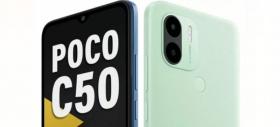 POCO C50 debutează drept un smartphone de buget, cu ecran mare și baterie de 5000 mAh