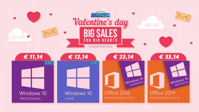 <b> (P) De Valentine's Day licențele software vin în cuplu pe GoDeal24! Oferte speciale și reduceri la pachete</b>Următoarea mare sărbătoare care ne bate la ușă este Valentine's Day, o zi specială în care este celebrată iubirea și care ne aduce și reduceri. Pe lângă produse fizice cu discount în această perioadă, există iată și oferte