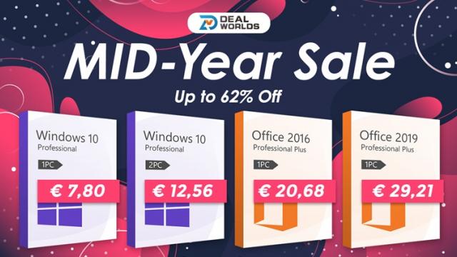 <b>(P) Dealworlds.com dă startul vânzărilor de mijloc de an unde o licență Windows 10 Pro ajunge la doar 6.28 euro în bundle</b>Promoțiile continuă în mediul online, nu doar pentru hardware ci și pentru software după cum ne demonstrează cei de la Dealworlds.com. Celebrul retailer specializat în comercializarea de licențe software a anunțat astăzi startul 