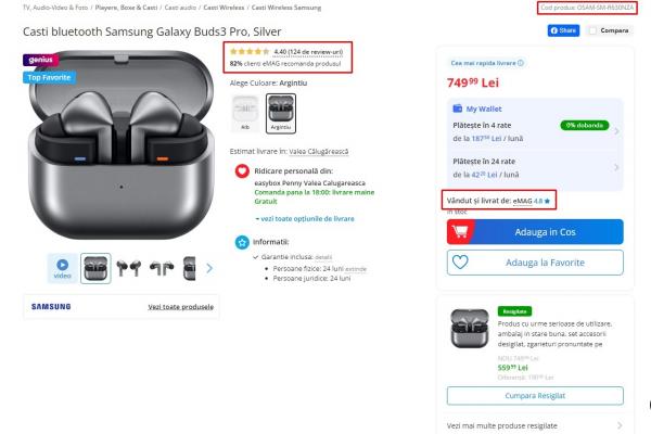 Produs real - Samsung Galaxy Buds3 Pro