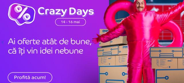 A început Crazy Days la eMAG cu oferte speciale la mii de produse în perioada 14-16 mai! Ce îți cumperi?